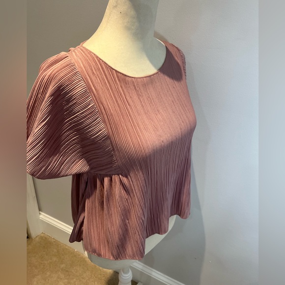 Madewell Texture And Thread Micropleat Top short sleeve Sz XXS Light Dusty Pink - Picture 9 of 13